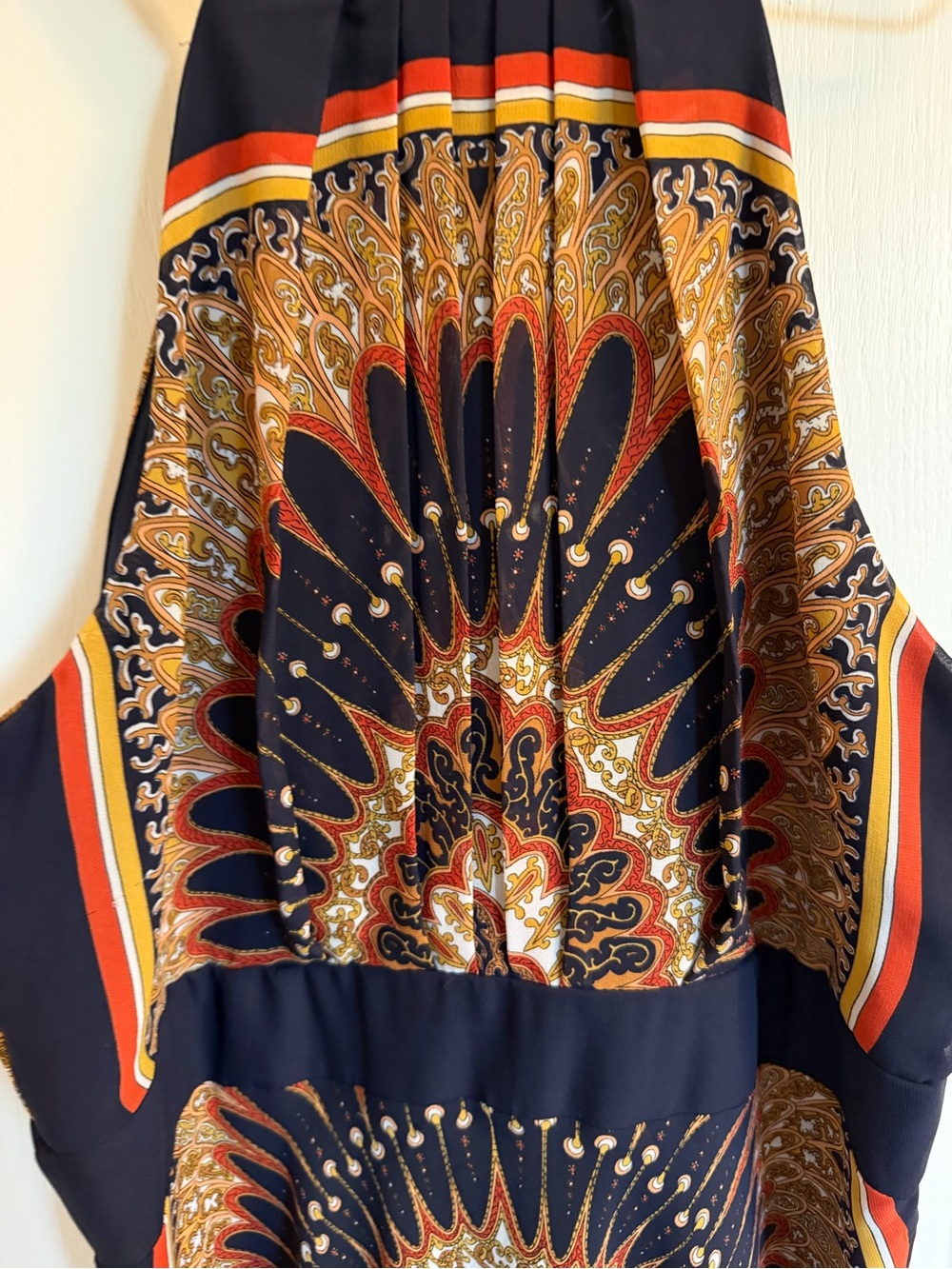 Sandra Darren Scarf Print Halter Handkerchief Maxi Dress Size 12 - Picture 14 of 16